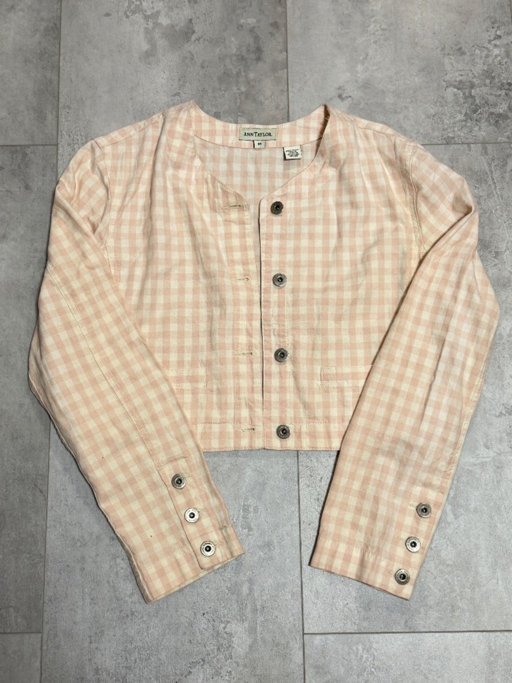 pink and white gangnam pattern jacket